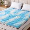 DUMOS 4 Inch Memory Foam Mattress Topper Queen, 5-Zone Cooling Gel Infused Pressure Relief Mattress Pad for Back & Hip Pain, Soft Dorm RV Camping Bed Topper, Blue