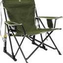 GCI Outdoor Kickback Rocker Camping Chair | Portable Folding Rocking Chair with Durable Armrests, Drink Holder & Relaxed Lowered Seat for Comfort Loden Green