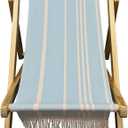 Childrens Vintage Sun Lounger Sling Chair | Wooden Frame with Canvas Fabric | Outdoor Folding Deck Chair for Kids Ages 5+ | Portable & Lightweight for Backyard, Poolside, or Beach (Skyline Stripe F), Small