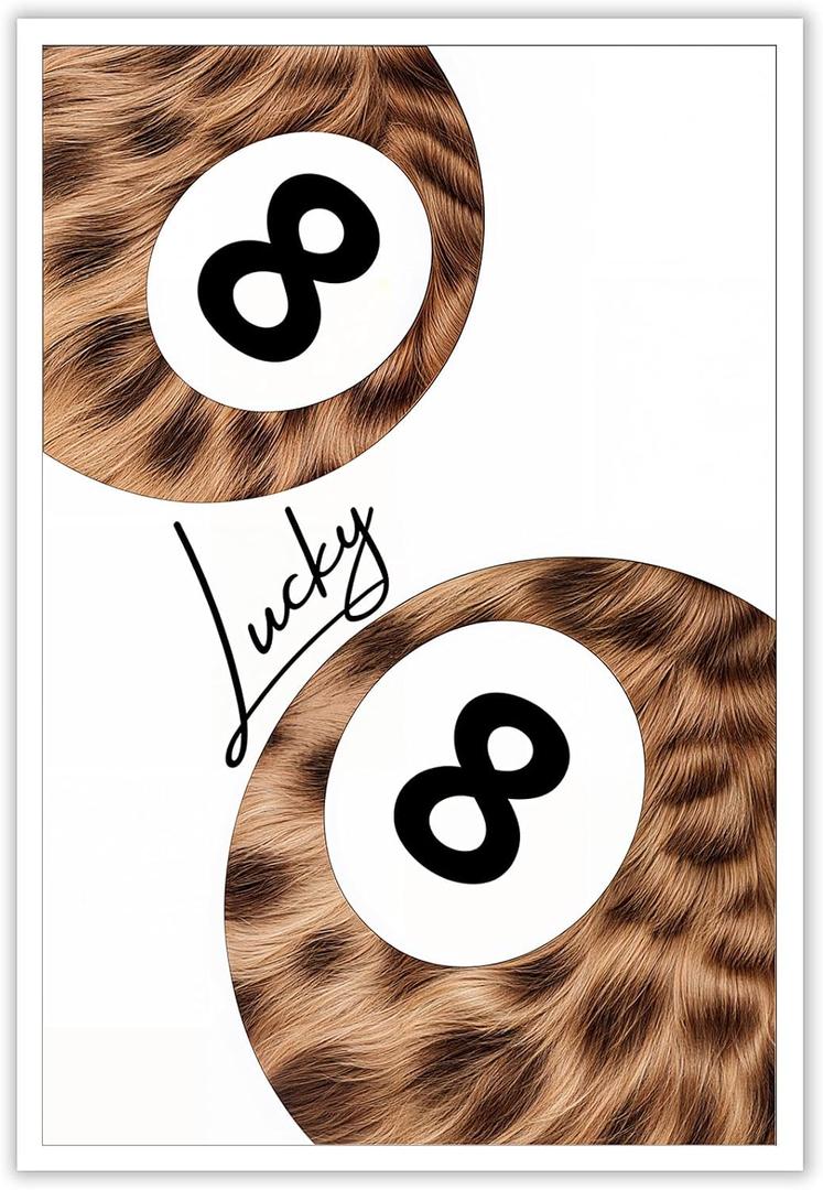 Cool Leopard Canvas Wall Art Vintage Lucky 8 Pool Ball Posters Maximalist Coquette Y2k Abstract Aesthetic Prints Painting For Home Living Room Bedroom Wall Decor 12x16in Unframed