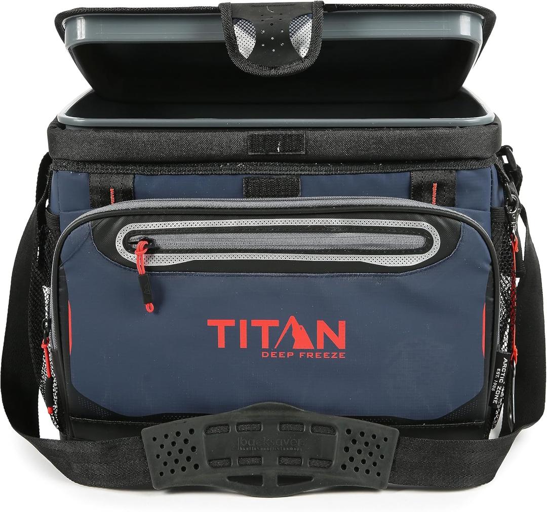Arctic Zone Titan Deep Freeze Cooler - Zipperless Hardbody Cooler - Small & Large Capacity- Beach & Camping Cooler - Deep Freeze Insulation, HardBody Liner, and SmartShelf (Navy Blue)