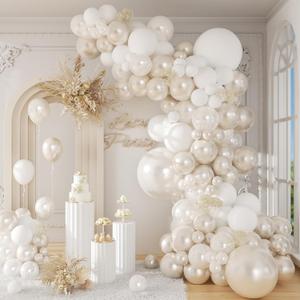 106pcs Double Stuffed Pearl White Balloons, White Pearl Balloons for Engagement Bridal Shower Wedding Party Decorations