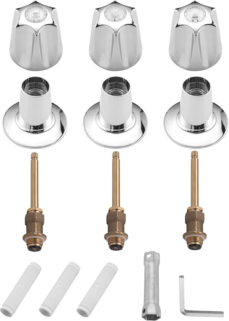 Bathtub& Shower 3-Handle Remodel/Rebuild Trim Kit Replacement for Price Pfister Verve, 3 Knob Metal HandleChrome