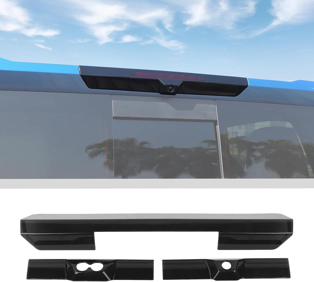 JWWY High Mount Brake Light Third Brake Light Protector Cover Trim Fit for 2022-2024 Chevy Silverado Exterior Accessories Blackened (Smoked Black)