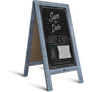 HBCY Creations A Frame Chalkboard 40x20 Solid Wood A-Frame Sign Denim Blue Double-Sided Magnetic Board, Chalkboard Menu Board, for Restaurants, Cafs, Weddings - Heavy Duty Hinges HBCY Creations A Frame Chalkboard 40x20 Solid Wood A-Frame Sign Denim Blue Double-Sided Magnetic Board, Chalkboard Menu Board, for Restaurants, Cafs, Weddings - Heavy Duty Hinges