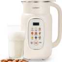 Joydeem Nut Milk Maker Machine,Adjustable Temperature Control, 46oz Almond, Soy, Oat, Coconut Plant-Based Non-Dairy Beverage Blender with 10 Blades, Auto Clean, Boil Water, Timer, Keep Warm, White