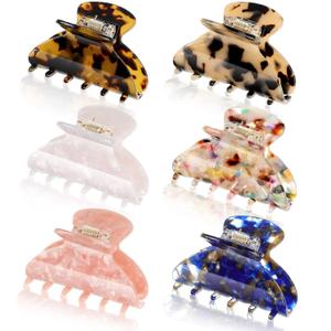WILLBOND  2Pieces Medium Hair Claw Clips for Thin Hair 2.6 Inch Tortoise Shell Clip Banana Jaw Hairpin French Style Barrettes Head Accessories for Women Girls(Stylish Patterns)