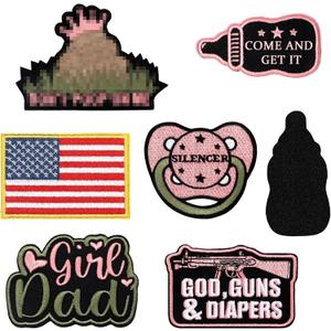 Maiteenly 6 Pcs Daddy Tactical Patches Hook and Loop Patch for Dad Tactical Patches Include Pacifier, Bottle, and Flag for Hats Coats Diaper Bags Father's Day Gift(Girl Daddy,Pink)