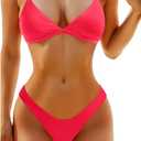 Aqua Eve Women Two Piece Bikini High Cut Swimsuit Triangle Bathing Suit Cheeky Bikini Set (Medium, Hot Red)