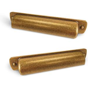 10 Pack 3.75 Inch(96mm) Antique Brass Cabinet Cup Pulls Kitchen Cabinet Handles Hardware Bin Cup Pulls for Cabinets Brass Drawers Cup Pull for Dresser Cupboard Wardrobe