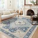 Washable Area Rugs, Bohemian Large Carpet for Living Room Bedroom,8'x 10' Blue