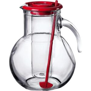 Bormioli Rocco Kufra Jug with Ice Container, Red Lid, 72 3/4 Ounce (67.8 Ounces)