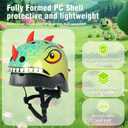 Kids Toddler Bike Helmet with Dinosaur 3D Design, Adjustable Lightweight for Child Infant Baby, Multi-Sports Helmet for Bicycle Scooter Skateboard, 2 Sizes for Age 1-3-5 Years Boys Girls (Green S)