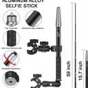 Motorcycle Handlebar Mount Dual Clamp Kit with 59" Invisible Selfie Stick - Anti-Slip Locking Mechanism for Insta360 X5/X4/X3/X2/GO3 & GoPro (Universal Bike Mount Accessories)