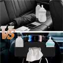 Car Back Seat Organizer with Tissue, Car Seat Back Tissue Box and Storage Hook, Multifunctional Car Organizer for Hold Phone,Drinks,Handbag,Compatible with Most Vehicles (Black)