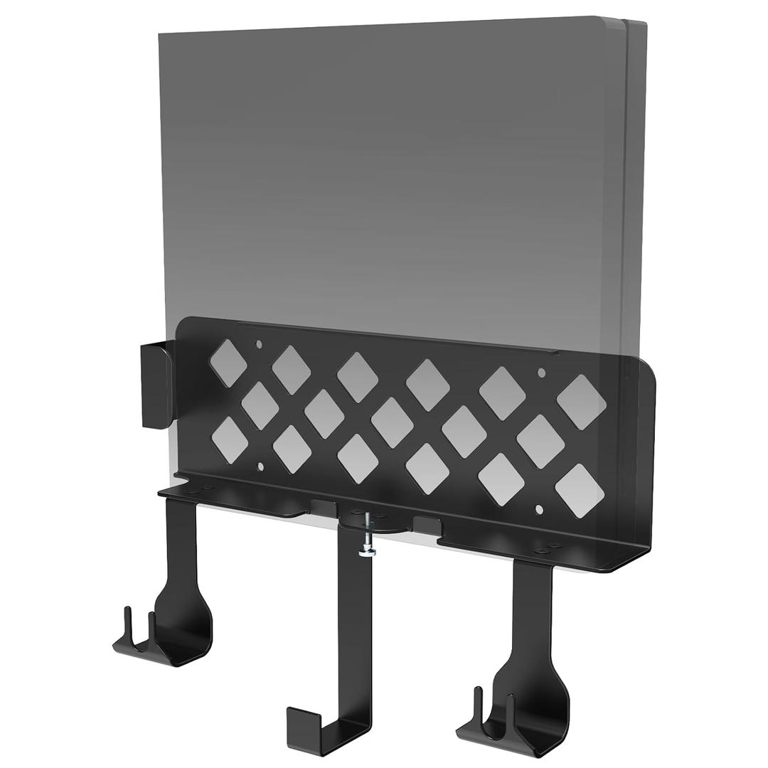 Wall Mount Bracket Compatible for PS4 Slim,PS4 Slim Wall Mount Holder with Detachable 2 Controller Holder & Headphone Hanger,Mount on The Wall or The Back of The TV