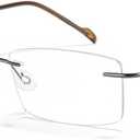 Cyxus Photochromic Blue Light Glasses for Men Women UV Protection Sunglasses Rimless Eyeglasses Ultralight Metal Square Eyewear