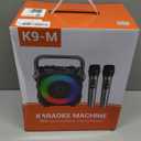 Karaoke Machine, Portable Bluetooth Speaker with 2 Wireless Microphones for Adults & Kids with Lights, Karaoke Microphone with PA System Supports USB/TF/FM/AUX for Home Party Home System Packages (Black)