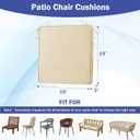 IASEAHK Patio Chair Cushions, 19" x 19" x 3" Outdoor Chair Cushions Set of 4, Waterproof Outdoor Cushions for Patio Furniture, Outdoors Seat Cushions Set of 4 with Handle and Ties, Light Khaki