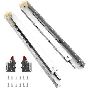 Gobrico Soft Close Under Mounting Drawer Slides 18 inch 1Pair, Full Extension Concealed Drawer Runners Glides