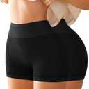 High Waisted Slip Shorts for Under Dress Womens Tummy Control Seamless Boyshorts Panties Gym Running Ribbed Boyshorts (Large, Black, 2pack)