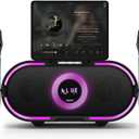 RHM K666PLUS Karaoke Machine with 2 Wireless Mics & Beat-Sync LED Lights, 60W Rich Stereo Sound, Voice Beautifier, 7 Hours Playtime, Bluetooth/AUX/USB/PC Connection, for Indoor & Outdoor Parties