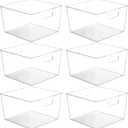 Vtopmart 6 Pack Extra Large Clear Plastic Storage Bins,11x11 Cube Acrylic Organizer Square Containers with Handle for Pantry,Closet,LaundryRoom,Kitchen,Bathroom,UnderSink Organization