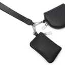 Small Dual Pouch Wristlet Wallet Detachable Mini Zippered Coin Purse Compact Design
