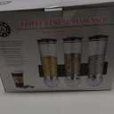 Umigy 1 Pcs Candy Dispenser Wall Mounted, Triple Dry Cereal Grain Dispenser Machine Wall Mount, Food Storage Container for Pantry Snack with 3 Cup for Kitchen, 39 oz (Gray)