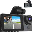 3 Channel Dash Cam Front and Rear - 1080P Dash Cam Front and Inside with Night Vision, Motion Detection, Parking Monitor - Includes 32GB MMC Card for G-Sensor Protection and Loop Recording