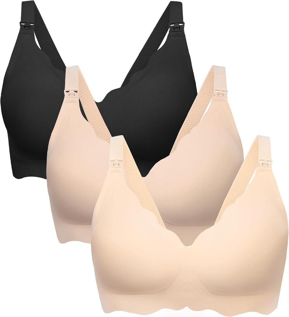 Angelhood Nursing Bras for Breastfeeding Ultra Comfort Seamless Maternity Bra Pack Wireless Pregnancy Bralette Bra Extender 2XL