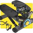 Stepper Machine with Resistance Bands, Mini Stepper with 300LBS Weight Capacity, Twist Stepper for Full Body Workout, Adjustable Step Height, Smooth and Quiet, Step Machine for Men Women