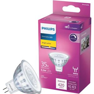 Philips 35W Equivalent Bright White MR16 GU5.3 Base LED Spotlight Light Bulb - 1 Each