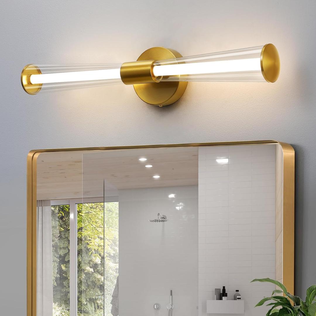 KAISITE Gold Vanity Light for Bathroom Modern Bathroom Light Fixture Dimmable LED 23inch Horizontal/Vertical Bathroom Wall Sconce Lighting Bath Vanity Light Bar, 4000K 13W