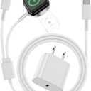 for 2 in 1 USB C Apple Watch Charger Magnetic iWatch Fast Charging Cable Cord 6ft and Type C Wall Plug Block for iPhone Apple Watch Series Ultra/9/8/7/6/SE/5/4/3/2/1/iPhone 14/13/12/11 (White)