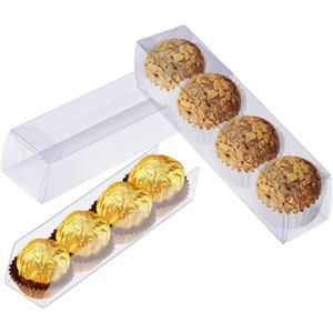 50 PCS Clear Favor Boxes, Macaron Gift Boxes with Inserts, Truffle Boxes, Clear Candy Boxes for Christmas, Wedding, Baby Birthday Party, 6.3"x1.5"x1.4"