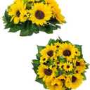 BLOSMON Sunflower Artificial Flowers Ball - 2 Pcs Fake Sunflower Flowers CenterPieces Decoration for Wedding Table Silk Kissing Floral Arrangements for Home Party Event DIY Decor