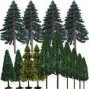 Model Trees Hobby Train Scenery Set Artificial Miniature Pine Cedar Firs Conifers Figurines Dcor Toy Kit with Green Leaves and Base DIY for Moss Landscape Tunnels Buildings Decoration AnyBack 14