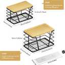 TIDIIABODE 2 Pack Stackable Storage Laundry Kitchen Organizers, Wall Mount Trash Bag Holder with Bamboo Top and Garbage Bag Dispenser No Drill