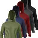 Men’s 5 Pack Sun Protection Long Sleeve Hoodie Rash Guard SPF Lightweight Quick Dry UV Shirts Outdoor Fishing Active Wear 2 XL