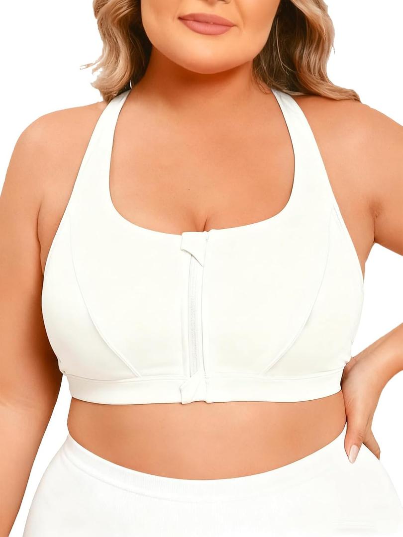 Womens Sports Bra Bikini Top for Large Bust Push Up Swim Tops Bathing Suit Bra Swimsuit Top (White, XXXL)