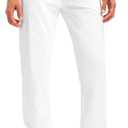 Golf Pants Men with Zipper Pockets 30"/ 32"/ 34" Slim Fit Stretch Lightweight Dress Work Pants for Men Casual Travel(White, W34 L34)