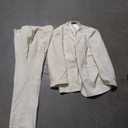 Men's 2 Pieces Linen Suits Casual Lightweight Summer Beach Groom Wedding Suit Linen Blazer Pants Set, Beige XXXL