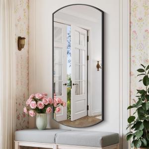 Bathroom Mirror, 20x48 Inch Black Oval Wall Mounted Mirror with Thin Metal Frame, Modern Bathroom Vanity Mirrors for Over Sink, Entryway, Living Room, Bedroom