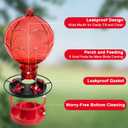 26 OZ Glass Hummingbird Feeder for Outdoors Hanging - Hand-Blown Hot Air Balloon Design - Leak-Proof & Ant Moat - Garden Decor Gift for Mom, Red