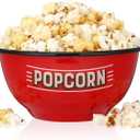 Maxdot Red Popcorn Bowl Enamelware Popcorn Bowl 1.16 Quart Shatterproof Reusable Serving Bucket Family Serving Container for Movie Night Game Party Favors