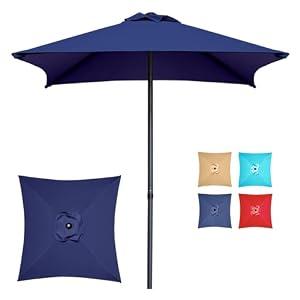 Trenovo 4.9ft Mini Square Patio Umbrella - UV 50+ Waterproof & Easy Setup | Outdoor Table Umbrella for Deck, Balcony, Garden, Lawn, Backyard, Market (Navy Blue)