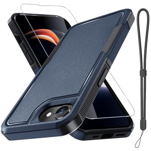 RMOCR for iPhone 16e Case & iPhone 17e Case, with Screen Protector, Military Grade Heavy Duty Shockproof Phone Cover with Wrist Lanyard Strap for iPhone 16e & iPhone 17e,Navy Blue