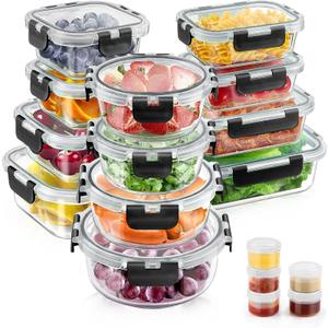 2 Pcs Glass Food Storage Containers with Lids Airtight (2 Pieces From The Pack, Size 5x2 In And 7x2.75 In)