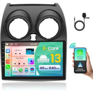 8 Core 4+64G Inefala for Rogue Sport Qashqai 2008-2013 Android 15 Car Stereo with Wireless Carplay Android Auto, 9 Inch HD Touchscreen with GPS WiFi Bluetooth FM/RDS Radio EQ/DSP SWC Backup Camera MIC